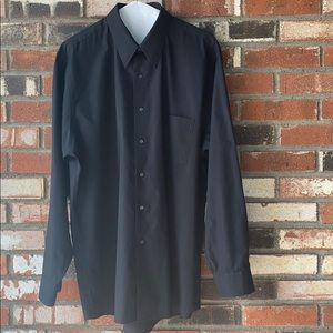 Arrow USA Poplin Black Mens Collared Dress Shirt Size Large🖤👔